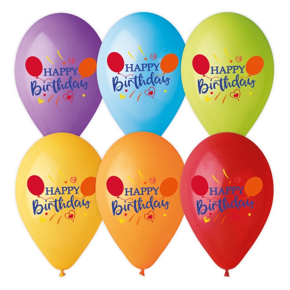 Luftballon Happy Birthday, 6 Stück, sortiert KARALOON 30021