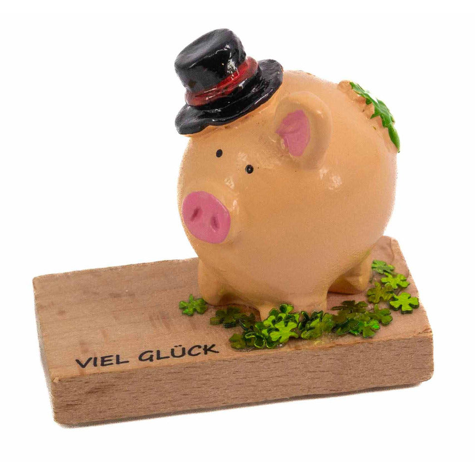 Glücksbringer Schwein auf Holztafel MANUFAKTUR LOCNIKAR 0349B