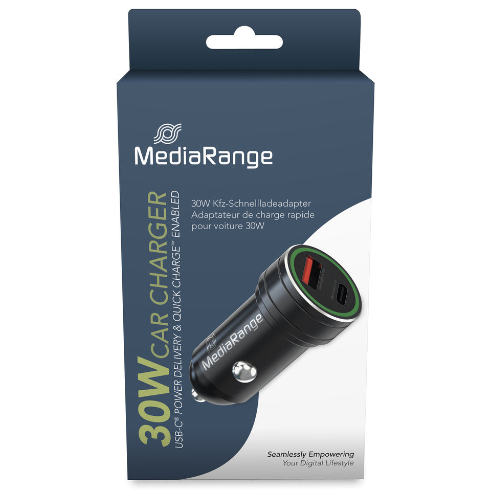 Ladegerät KFZ, USB-A/USB-C, schwarz MEDIARANGE MRMA120
