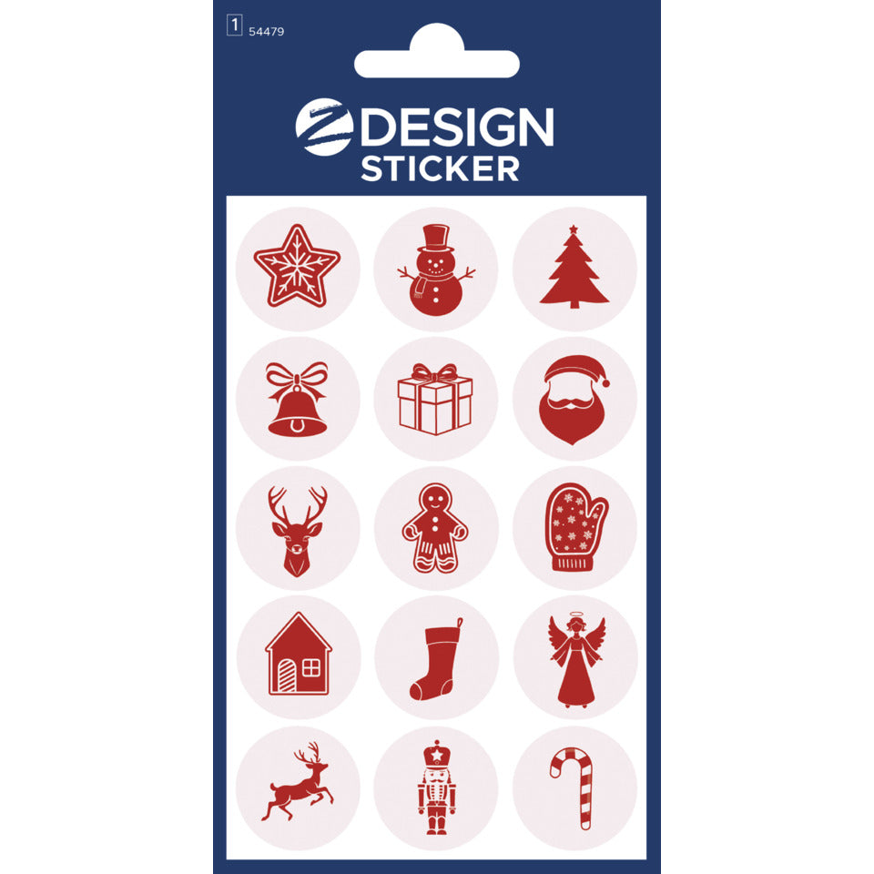 Weihnachtssticker Motive, 15 Stück, rot AVERY ZWECKFORM 54479