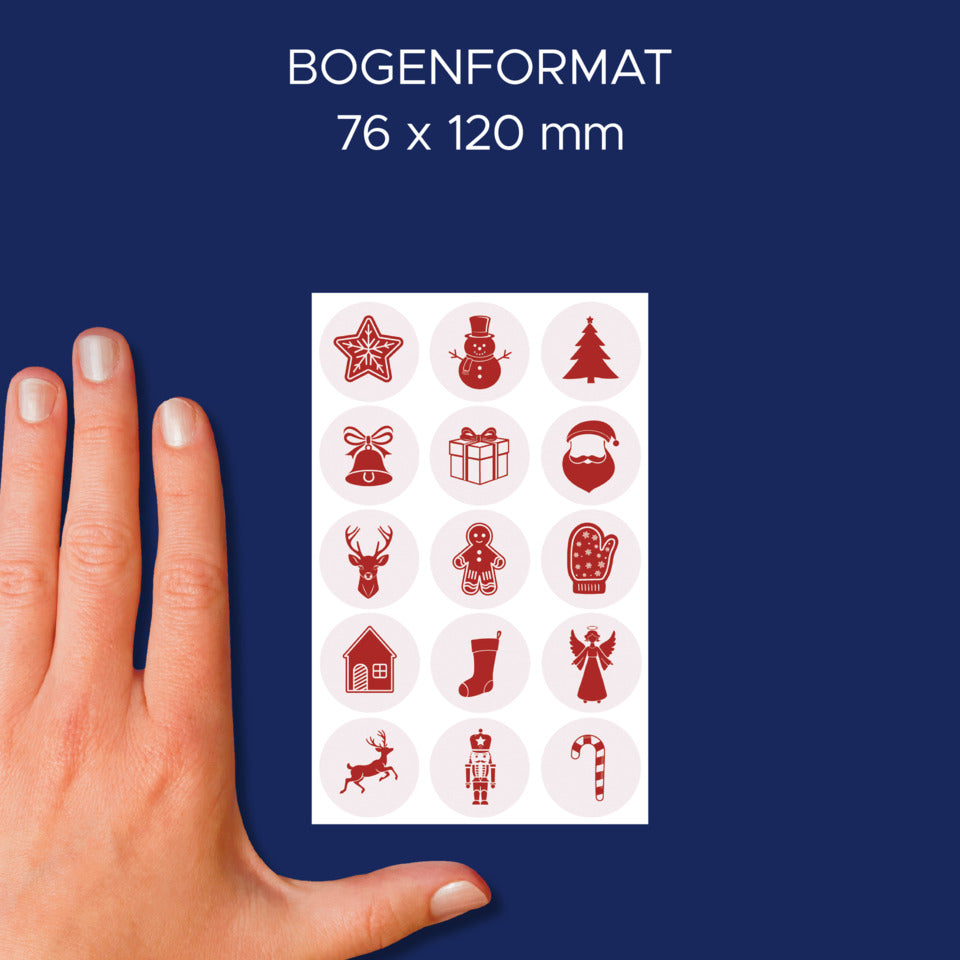 Weihnachtssticker Motive, 15 Stück, rot AVERY ZWECKFORM 54479