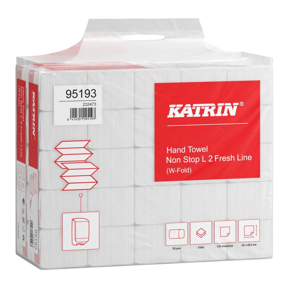 Falthandtuch W-Falz, 2-lagig, 25 x 135 Blatt, weiß KATRIN 95193 KATRIN 95193 W-Falz Multifold