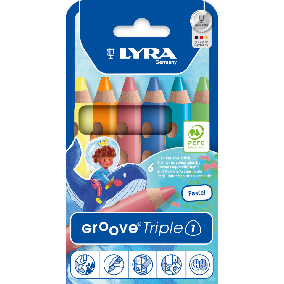 Farbstiftetui Groove Pastell, 6 Stück, sortiert LYRA L3831065