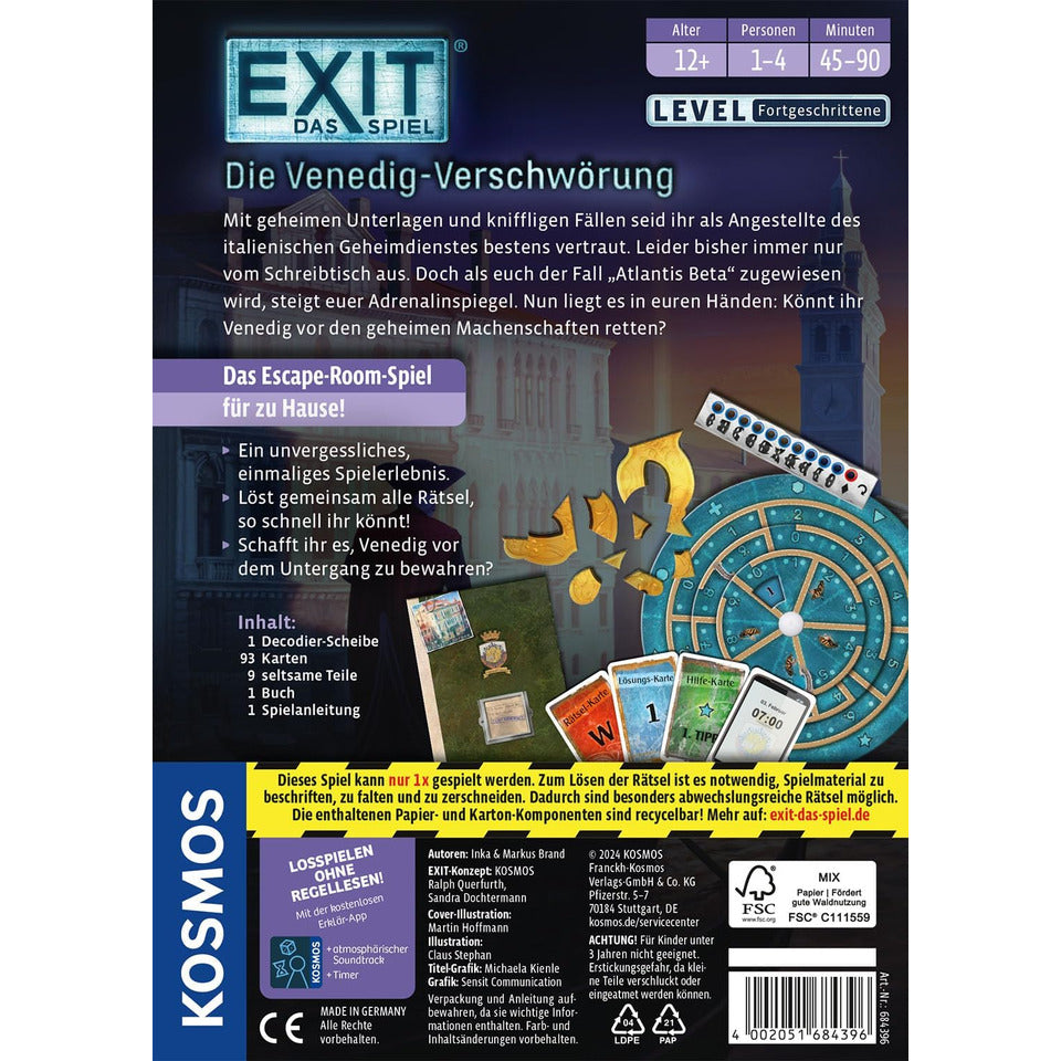 Mitbringspiel Exit - Das Spiel: Venedig Verschwörung KOSMOS 684396 KOSMOS 684396 Venedig Verschwörung