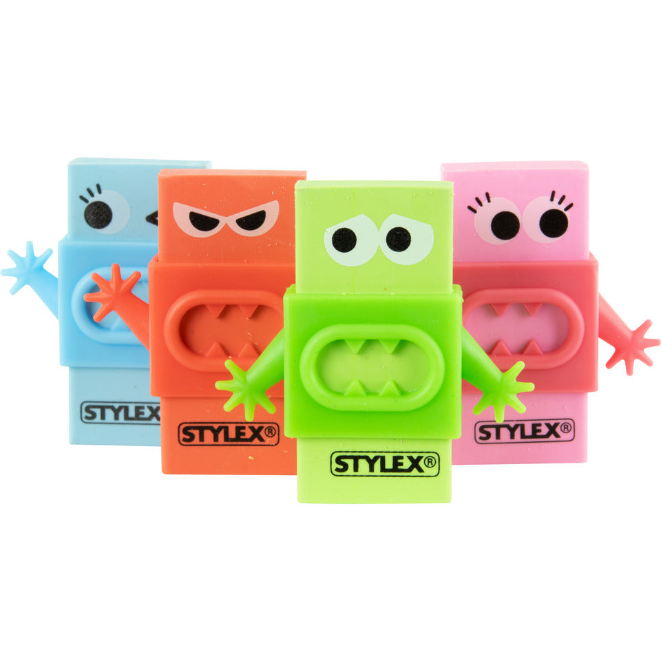 Radiergummi Monster, 4 Stück, sortiert STYLEX 34104 STYLEX 34104 4 Motive  i.Display