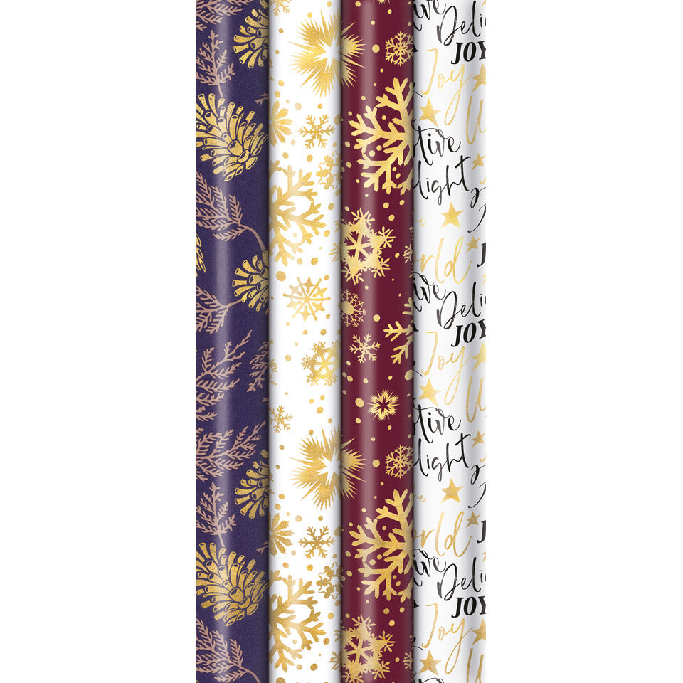 Weihnachts-Recyclingpapier Golden Glam, 1,5 m x 70 cm, sortiert ZÖWIE 33052 525264 ZÖWIE 33052 525264 424264 Golden Glam