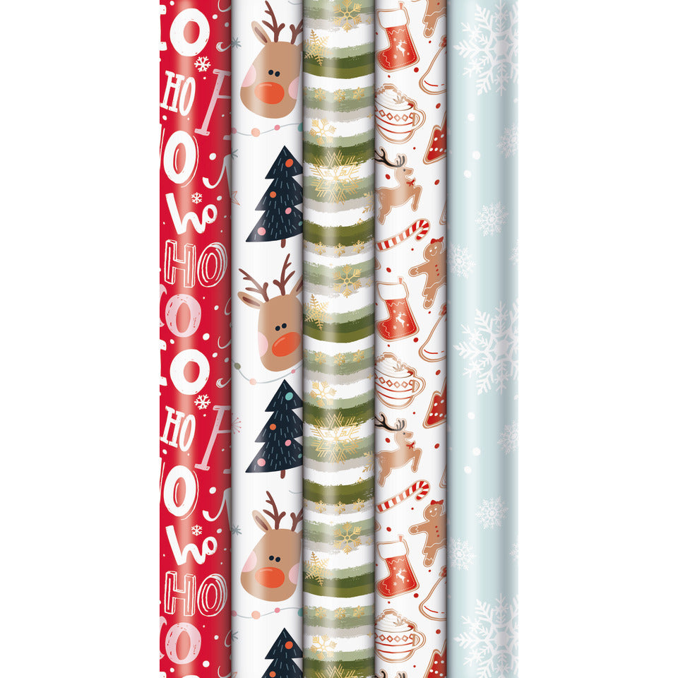 Weihnachts-Recyclingpapier, 2 m x 70 cm, 5 Motive, sortiert PURE NATURE 33053 525240 PURE NATURE 33053 525240 626240