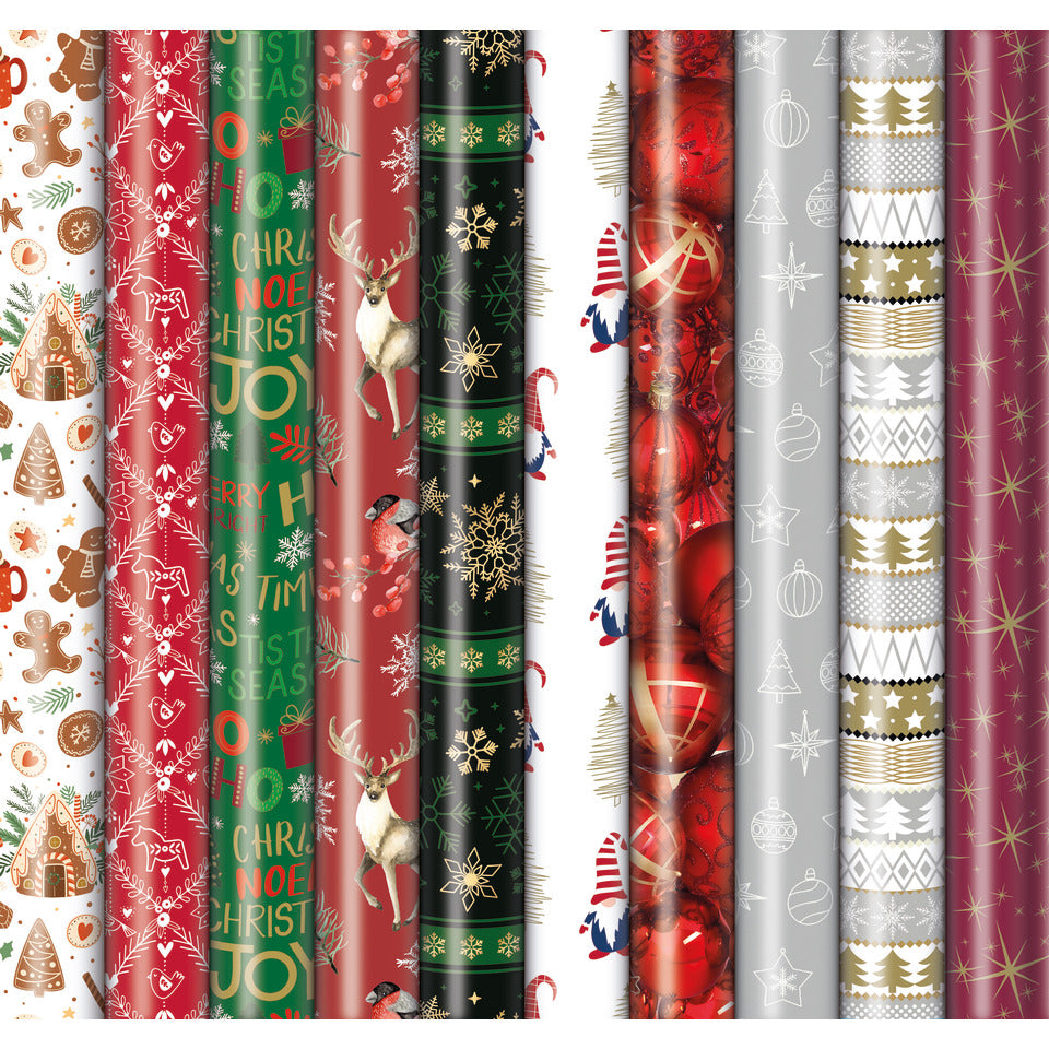 Weihnachts-Geschenkpapierrolle, 2 m x 70 cm, 10 Motive, sortiert ZÖWIE 33003 656204