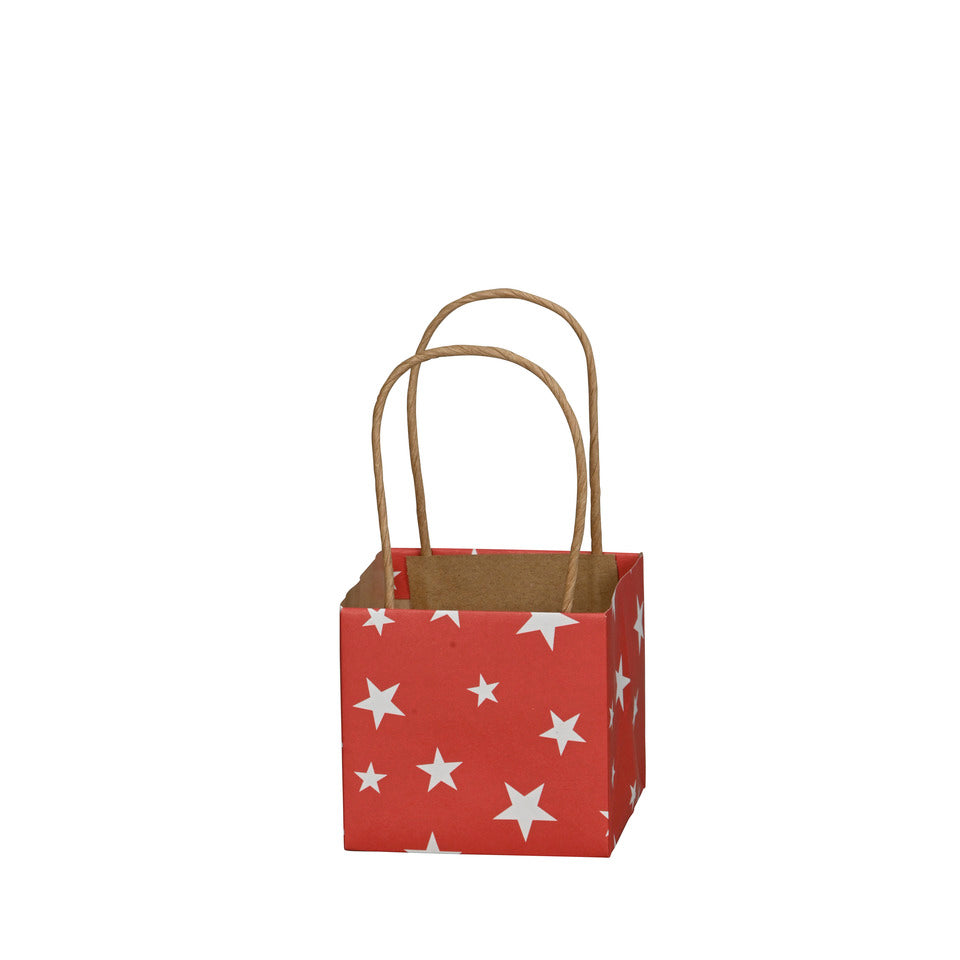 Weihnachts-Geschenktragetasche Sterne, 8,5 x 8,5 x 8 cm, rot/weiß  671013008449 671013008449 8,5x8,5x8cm 8cm Henkel