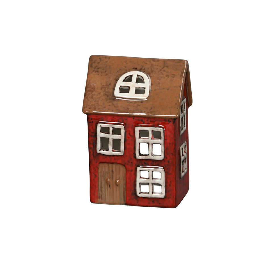 Windlicht Haus, 10 x 7 x 14 cm, Dolomit, rot/braun  670812000439 670812000439 10x7x14cm