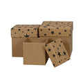 Weihnachts-Geschenkkarton Sterne, quadratisch, schwarz/natur, sortiert  671010000833 671010000833   3tlg Würfel