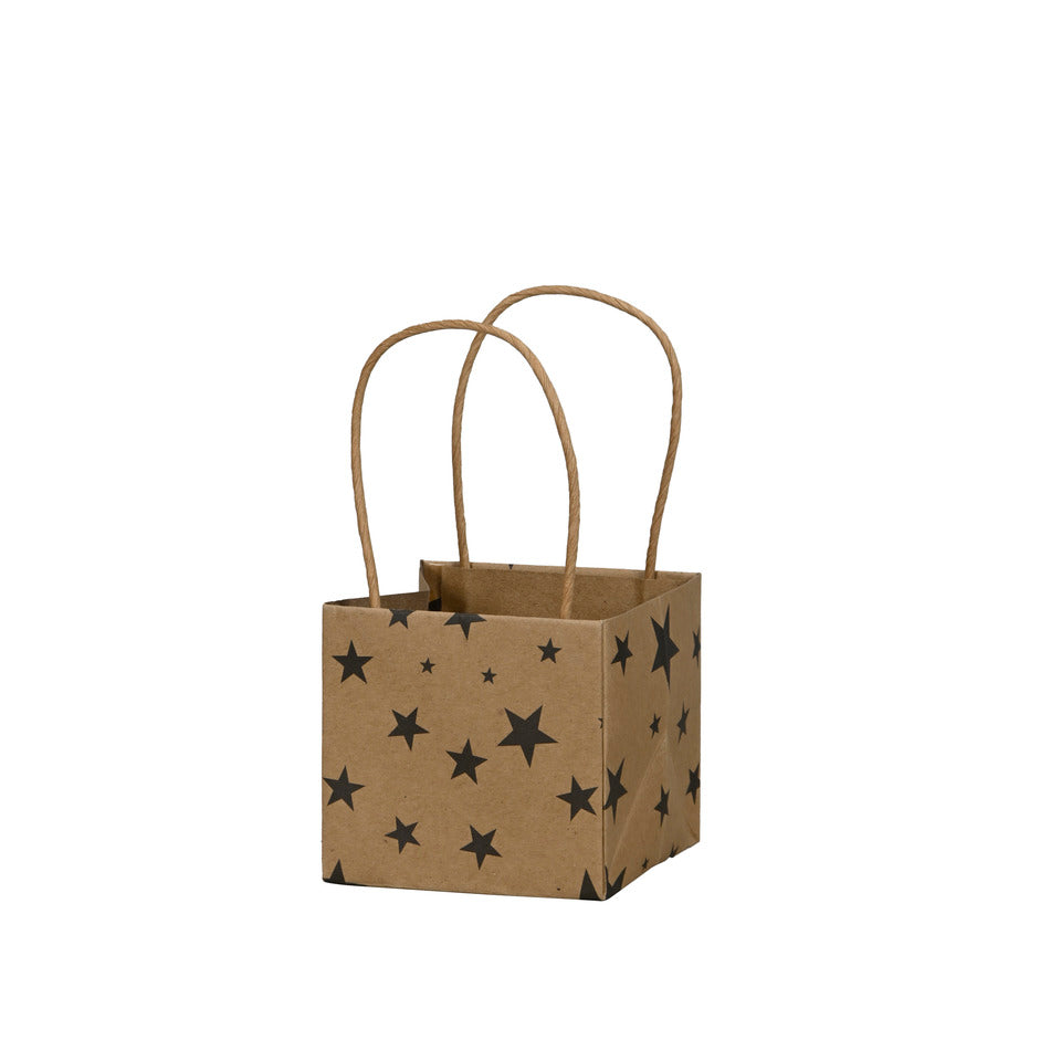 Weihnachts-Geschenktragetasche Sterne, 8,5 x 8,5 x 8 cm, natur/schwarz  671008008833 671008008833 8,5x8,5x8cm 8cm Henkel