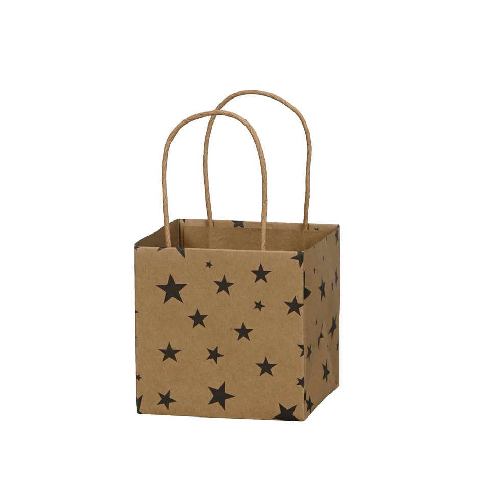 Weihnachts-Geschenktragetasche Sterne, 10,5 x 10,5 x 10,5 cm, schwarz/natur  671008010833 671008010833 10,5x10,5x10,5cm 8cm Henkel