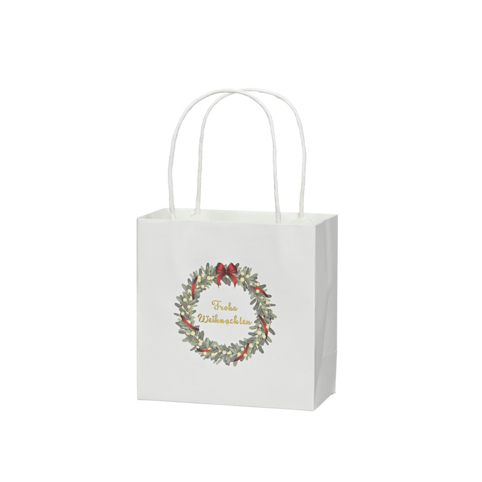 Weihnachts-Geschenktragetasche Kranz, 16 x 8 x 16 cm, weiß  671005016101 671005016101 16x8x16cm 11cm Henkel