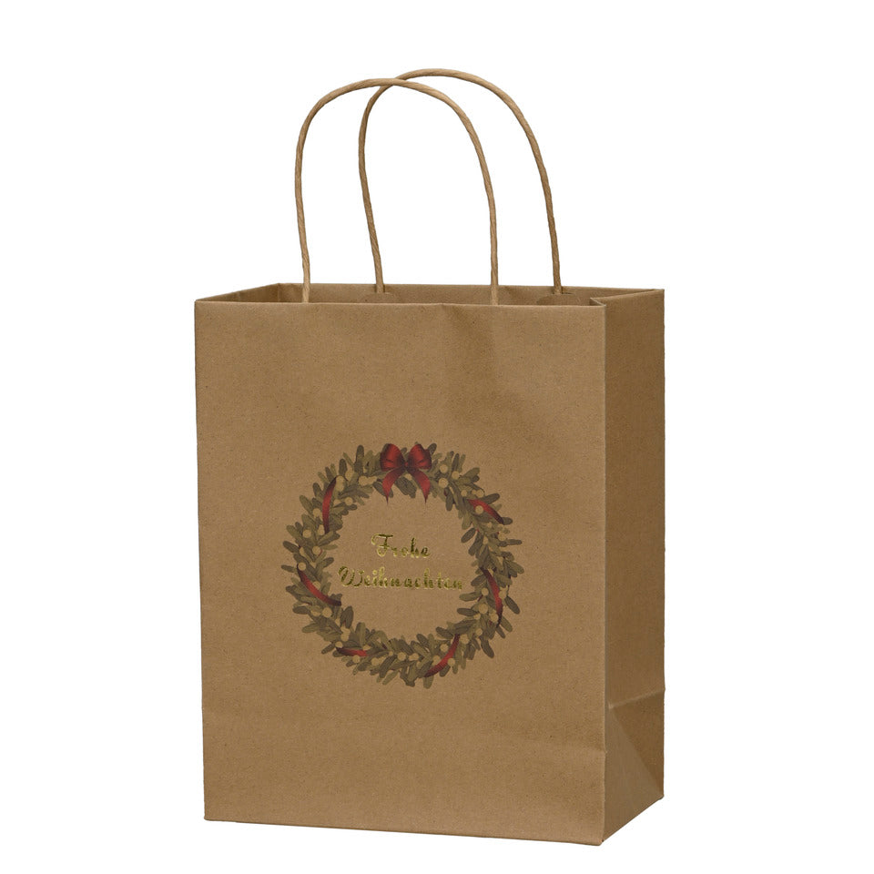 Weihnachts-Geschenktragetasche Kranz, 20 x 11 x 25 cm, braun  671005025707 671005025707 20x11x25cm 11cm Henkel