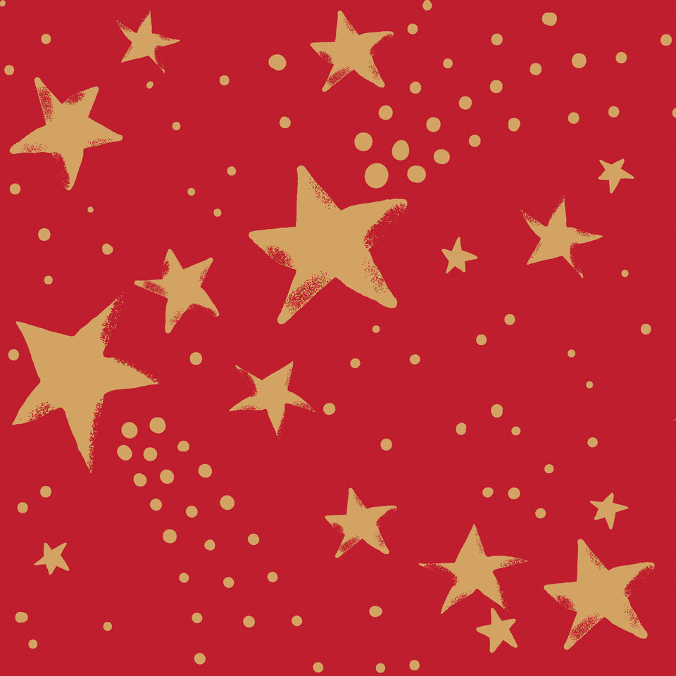 Weihnachts-Zelltuchserviette, Sterne auf Rot, 33 x 33 cm, 3-lagig, 20 Stück PAPER+DESIGN 210865 PAPER+DESIGN 210865  3lag