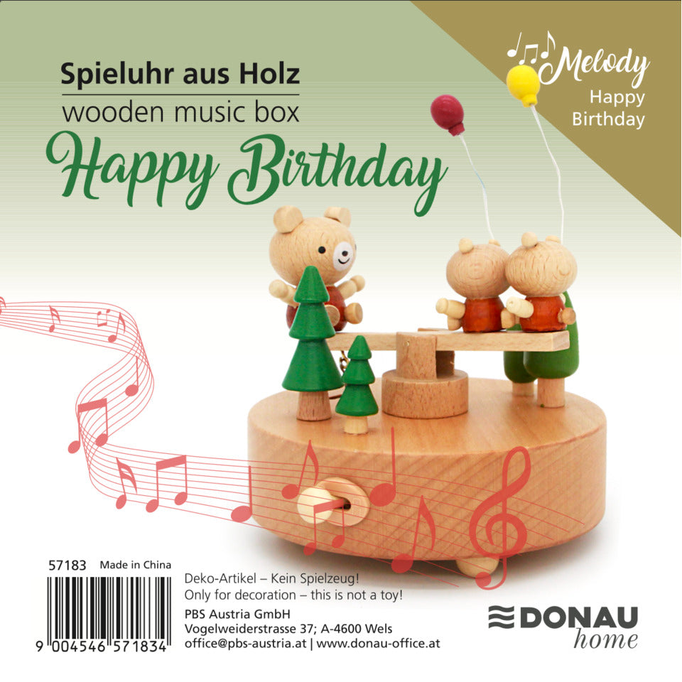 Spieluhr Happy Birthday natur  11x11x15cm DONAU 57183 DONAU home 57183 11x11x15cm