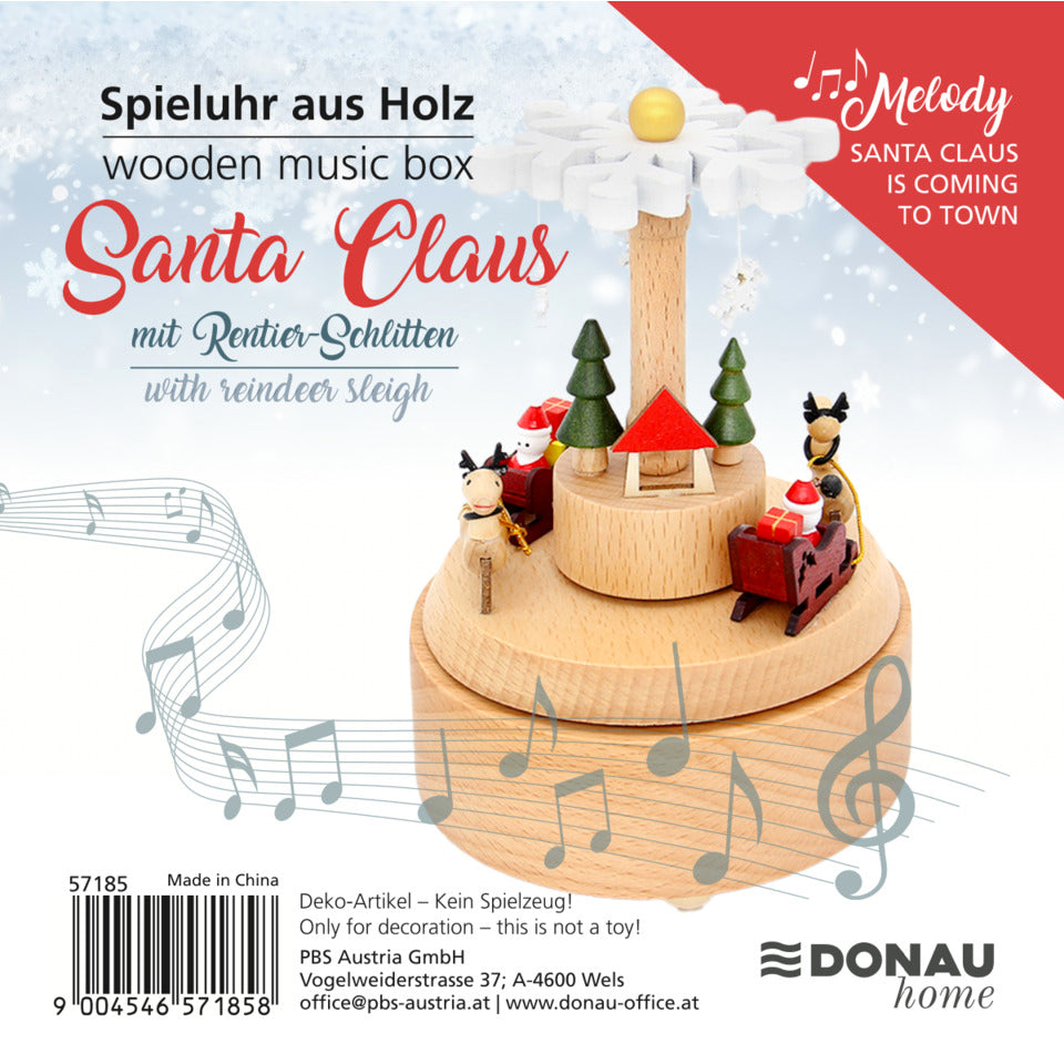 Spieluhr Rentierschlitten natur    15x15x18cm DONAU 57185 DONAU home 57185 15x15x18