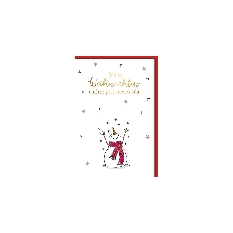 Weihnachtsbillett geprägter Schneemann Frohe Weihnachten   Doppeltext BRAUN+COMPANY 5806-22495 BRAUN + COMPANY 5806-22495   Bild