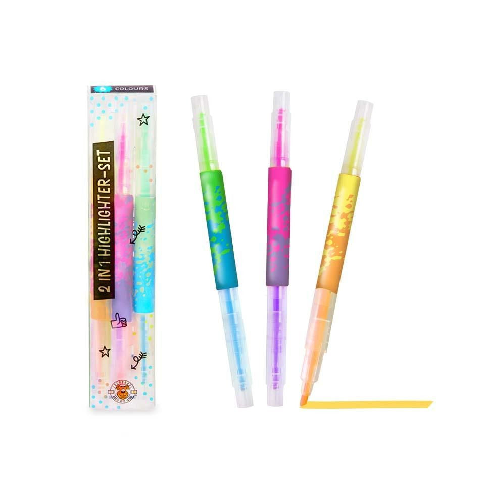Highlighter 2 in 1, 3er-Set TRENDHAUS 965103 TRENDHAUS 965103 Alles f.d. Schule Neon