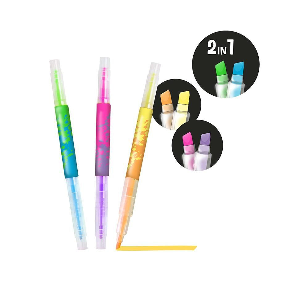 Highlighter 2 in 1, 3er-Set TRENDHAUS 965103 TRENDHAUS 965103 Alles f.d. Schule Neon