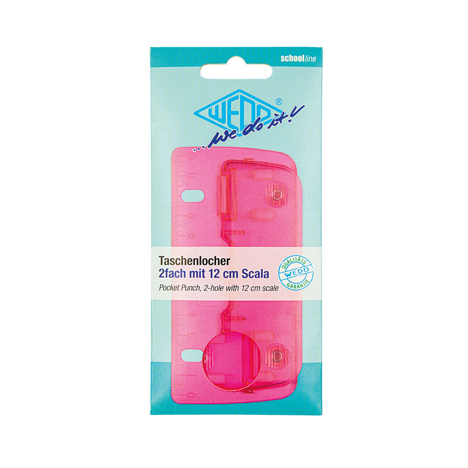 Taschenlocher, 2-Loch, 12 cm Skala, Kunststoff, ice pink WEDO 67809