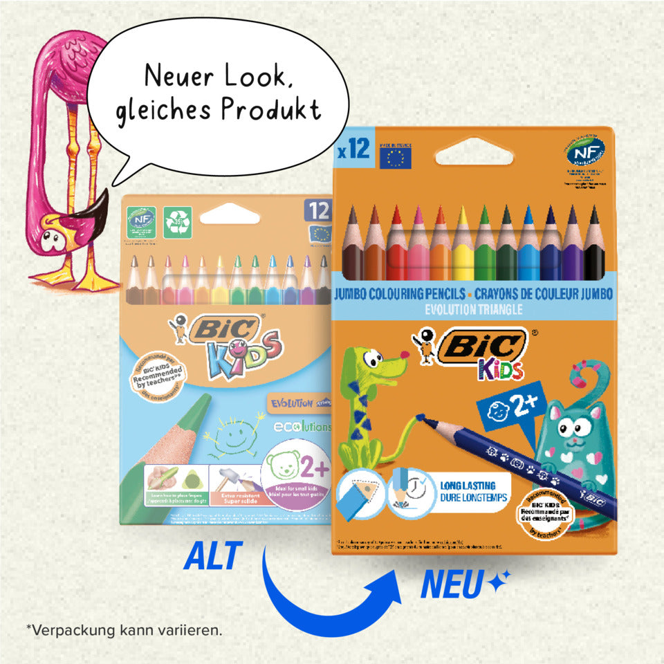 Farbstiftetui Kids ECOlutions EVOLUTION Triangle, sortiert, Kartonetui à 12 Stück BIC 82973511 BIC 82973511 12St sort.Evolution