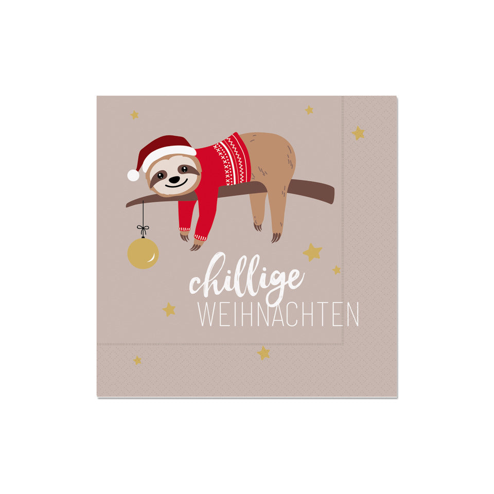 Weihnachts-Zelltuchserviette Happy Christmas Chiller - chillige Weihnachten, 33 x 33 cm, 3-lagig FÜR DICH 130163 FÜR DICH 130163 Happy Christmas  33 cm