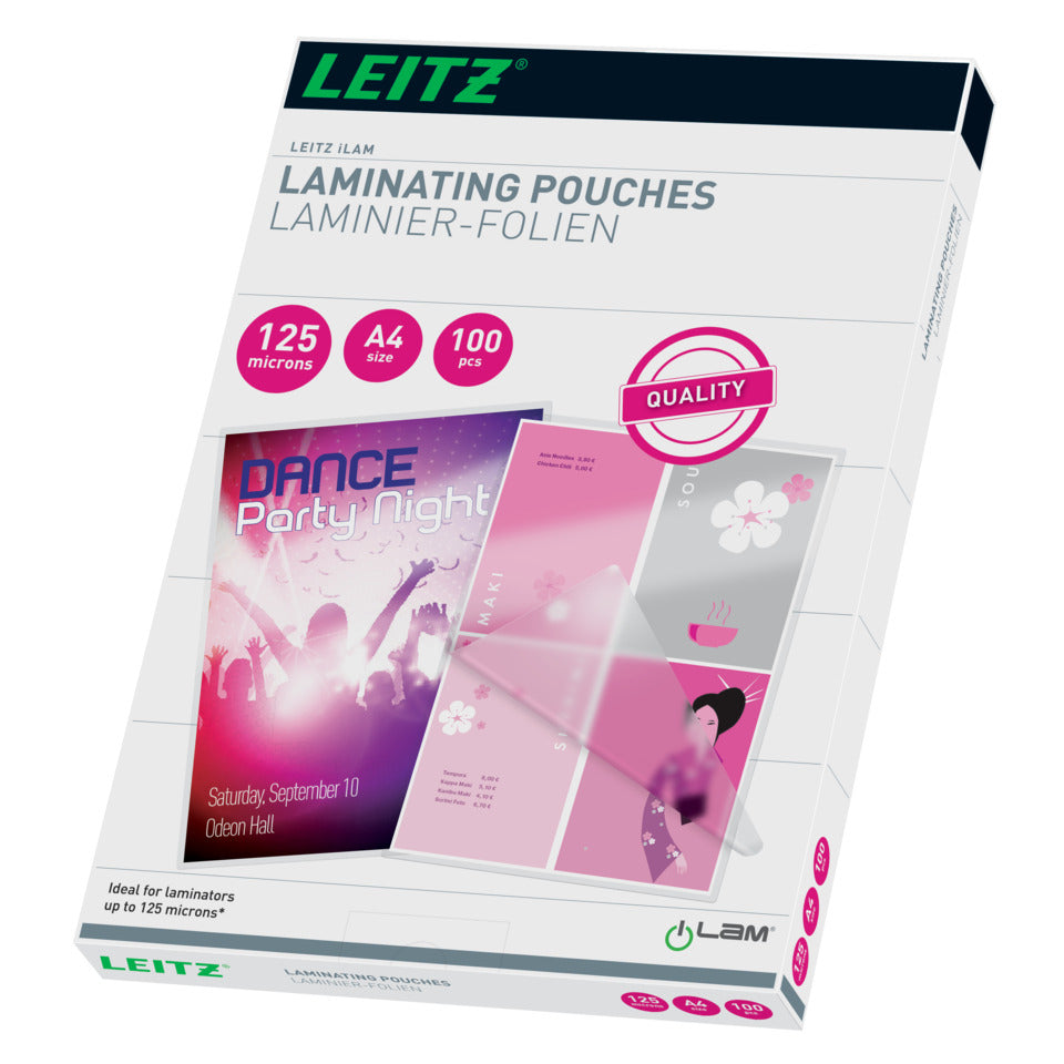 Laminierhülle, A4, 125 µm, glänzend, 100 Stück LEITZ 33808