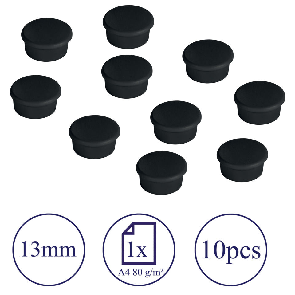 Magnet rund, 13 mm, 100 g, 10 Stück, schwarz FRANKEN HM10 10 FRANKEN HM10 10   D13 mm
