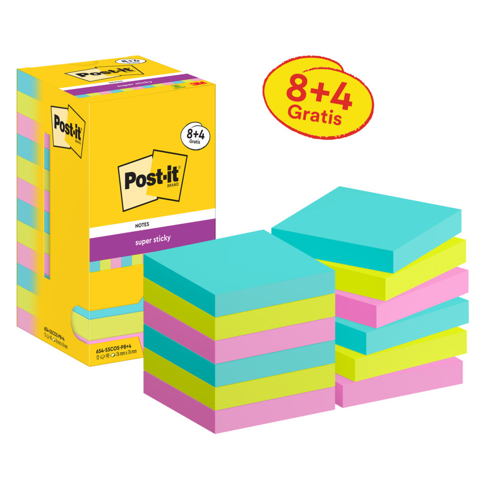 Haftnotizblock Super Sticky Notes Promotion Cosmic Collection, 76 x 76 mm, 12 x 90 Blatt POST-IT 654-SSCOS-P8+4 POST-IT 654-SSCOS-P8+4 76x76mm