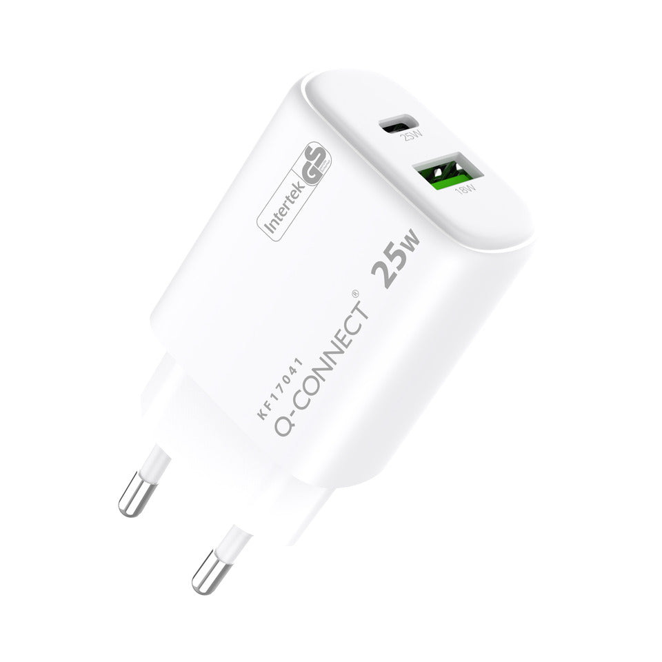 GaN-Ladegerät 25W, 1x USB-A und 1x USB-c, weiß Q-CONNECT KF17041