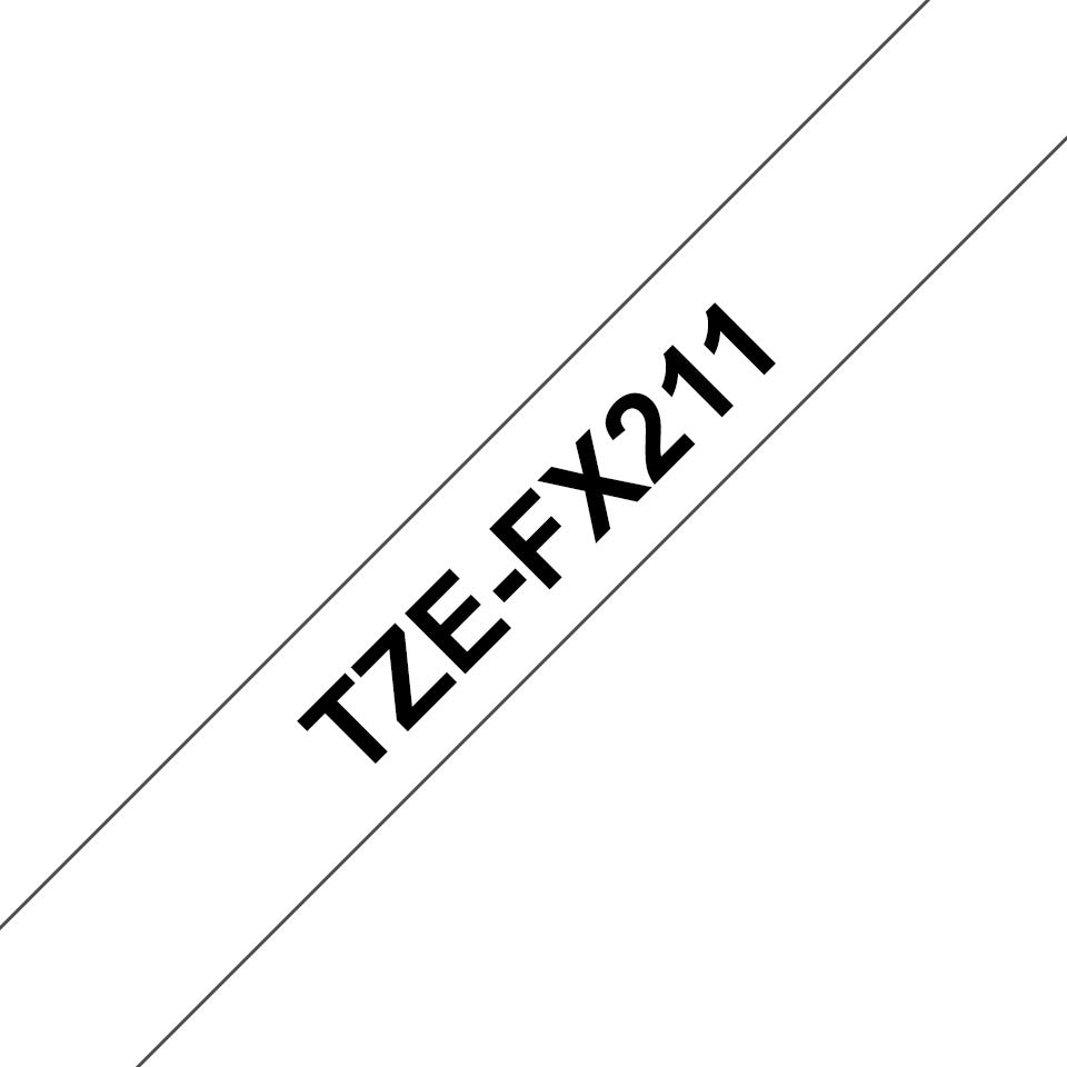 Schriftband laminiert, 6mmx8m, schwarz/weiß BROTHER TZEFX211