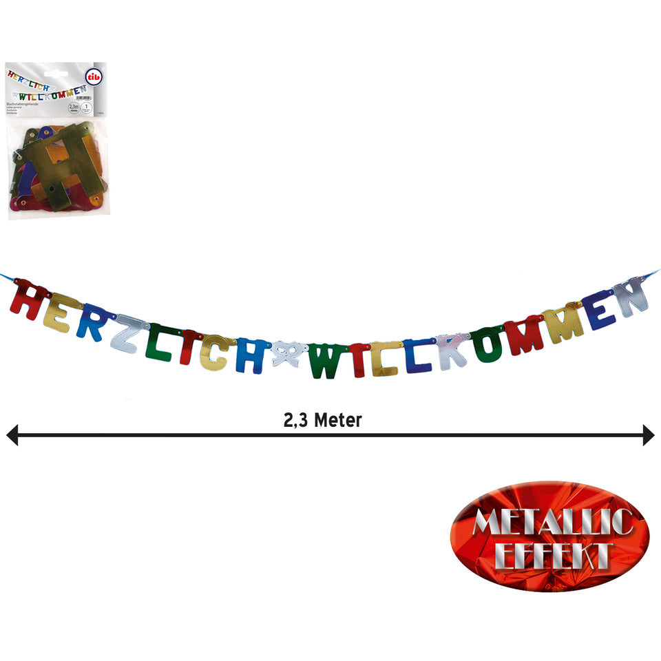 Girlande "Herzlich Willkommen", 230 cm, bunt TIB 14002 TIB 14002 L 230cm