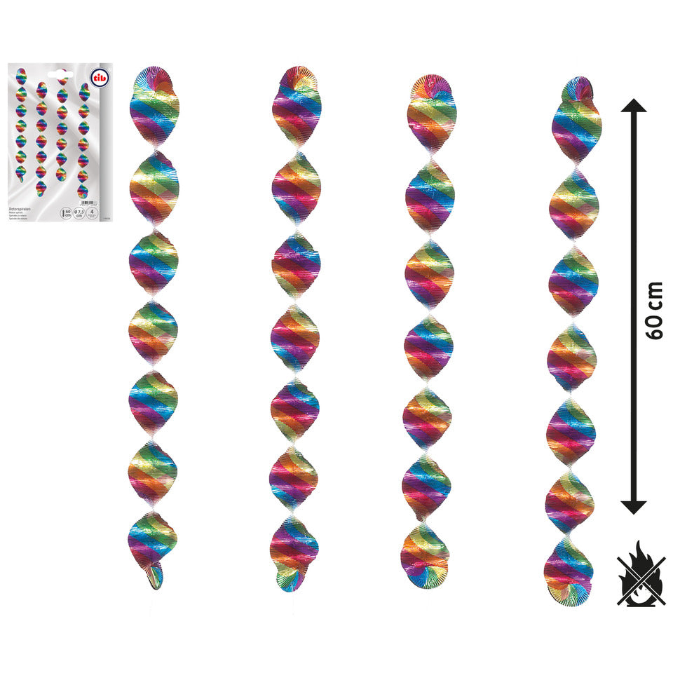 Girlande Rotorspiralen, Ø 7 x 60 cm, 4 Stück, bunt TIB 14038 TIB 14038 L 60cm D 7cm