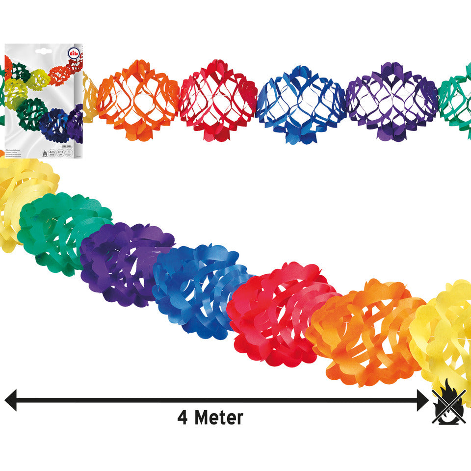Papier-Girlande, Ø 17 cm x 4 m, bunt TIB 14104 TIB 14104 L 400cm DM 17cm