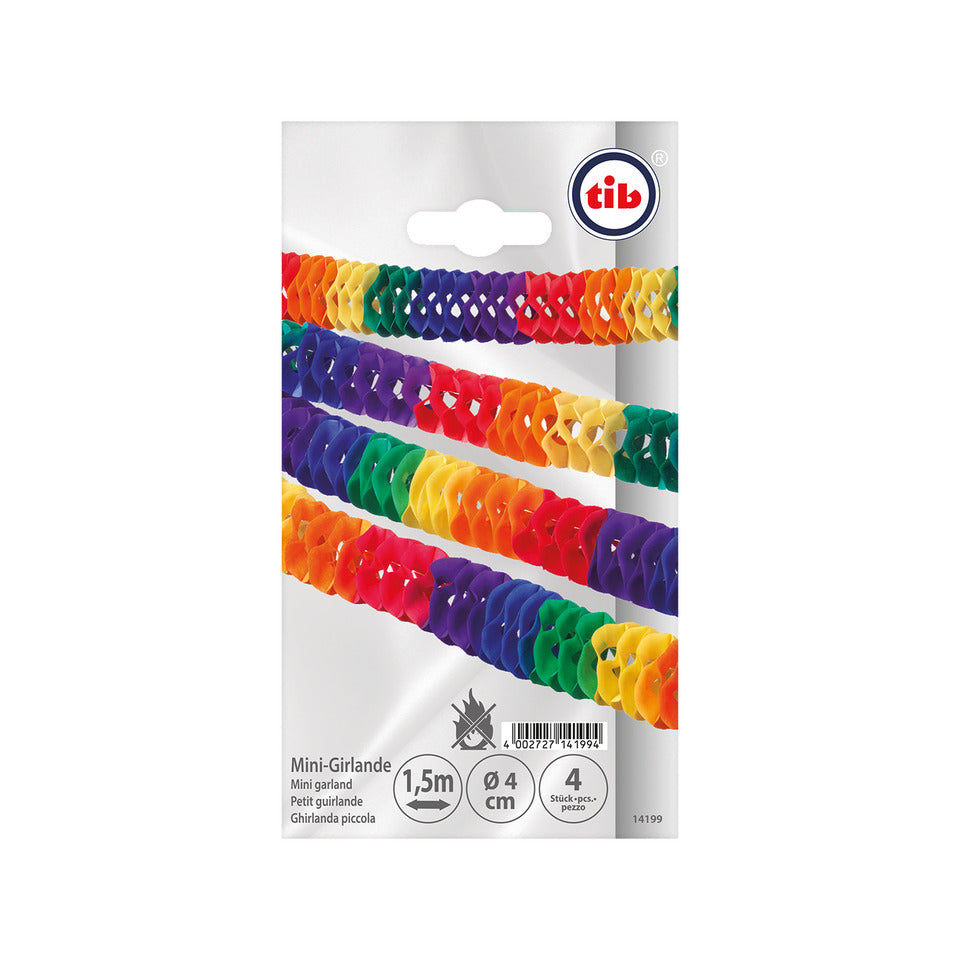 Mini-Girlande, Ø 4 x 150 cm, 4 Stück, bunt TIB 14199 TIB 14199 L 150cm D 4cm