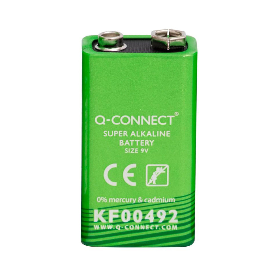 Batterie Alkali-Mangan 9V, 6LR61/E-Block, 1 Stück Q-CONNECT KF00492