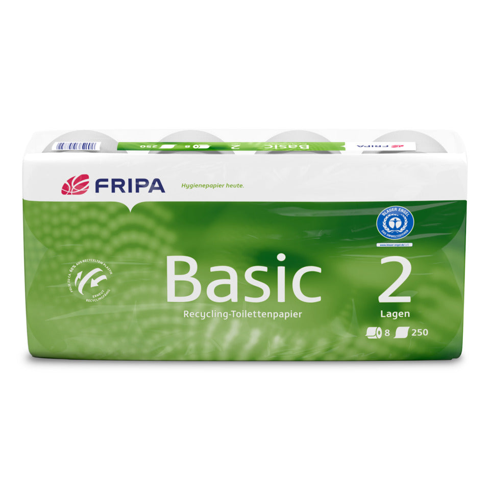 Toilettenpapier Basic, 2-lagig, 8 Rollen à 250 Blatt, weiß FRIPA 1510805 FRIPA 1510805 Basic