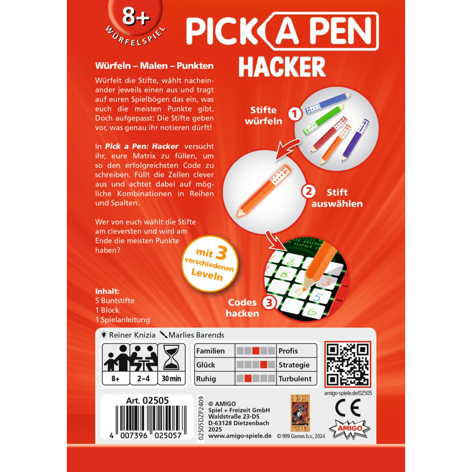 Würfelspiel, Pick a Pen: Hacker, Würfeln – Malen – Punkten AMIGO 02505