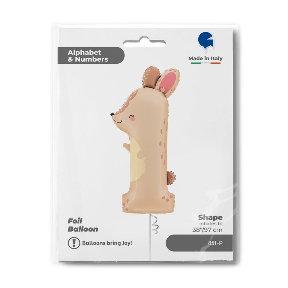 Folienballon Hase - Zahl 1, heliumgeeignet, 97 cm GRABO F851-P GRABO F851-P 97cm