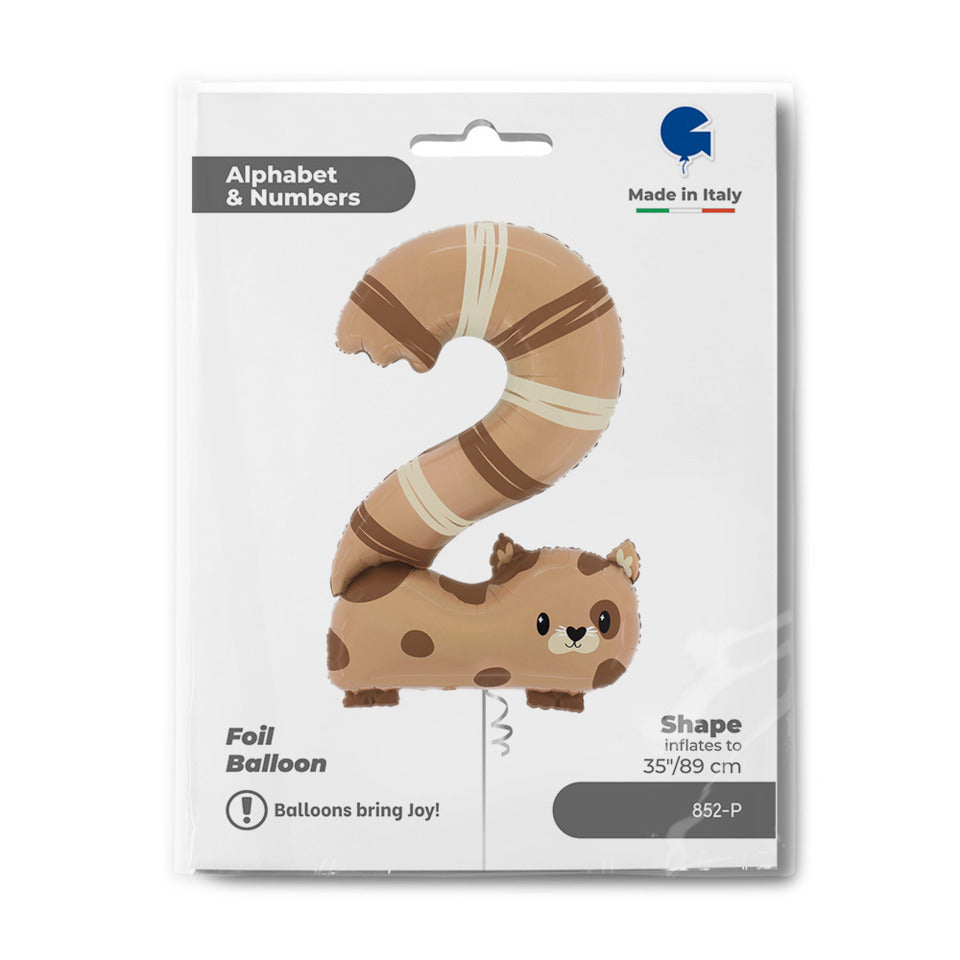 Folienballon Katze - Zahl 2, heliumgeeignet, 89 cm GRABO F852-P GRABO F852-P 89cm