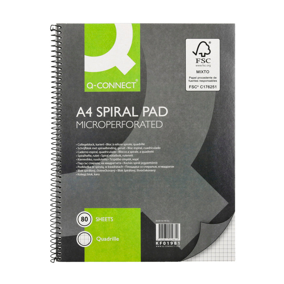 Collegeblock, A4, 80 Blatt, kariert Q-CONNECT KF01981