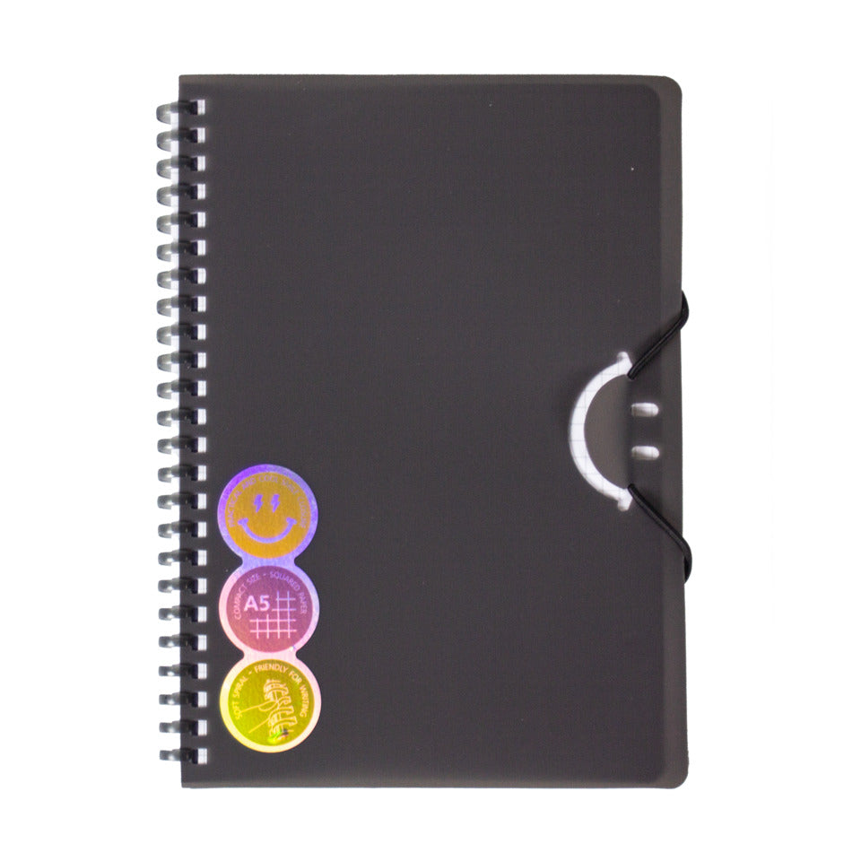 Spiralnotizbuch Smile, A5, 80 Blatt, kariert, schwarz DONAU 1347400-01