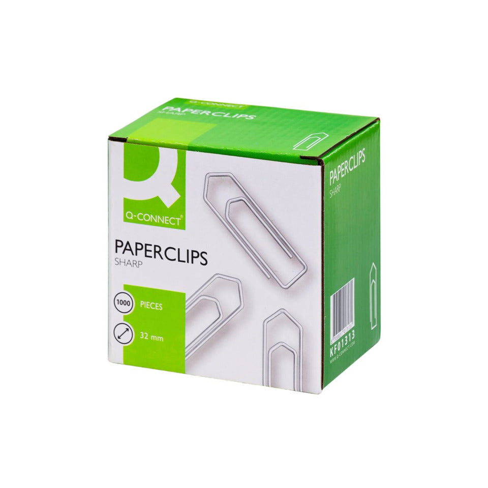 Büroklammer, 32mm, 1000 Stück, verzinkt Q-CONNECT KF01313 Q-CONNECT KF01313 verz.spitz