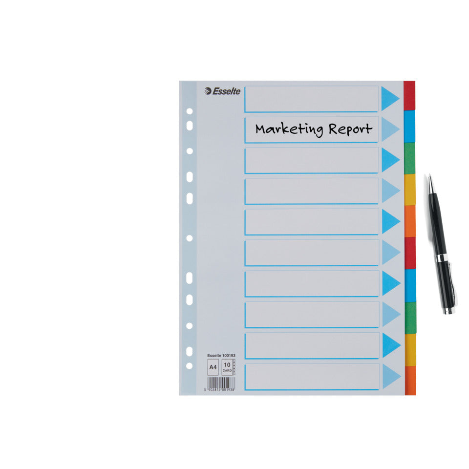 Kartonregister Standard Blanko, A4, Karton, 10 Blatt, weiss ESSELTE 100193 ESSELTE 100193 Karton fbg.Tabs