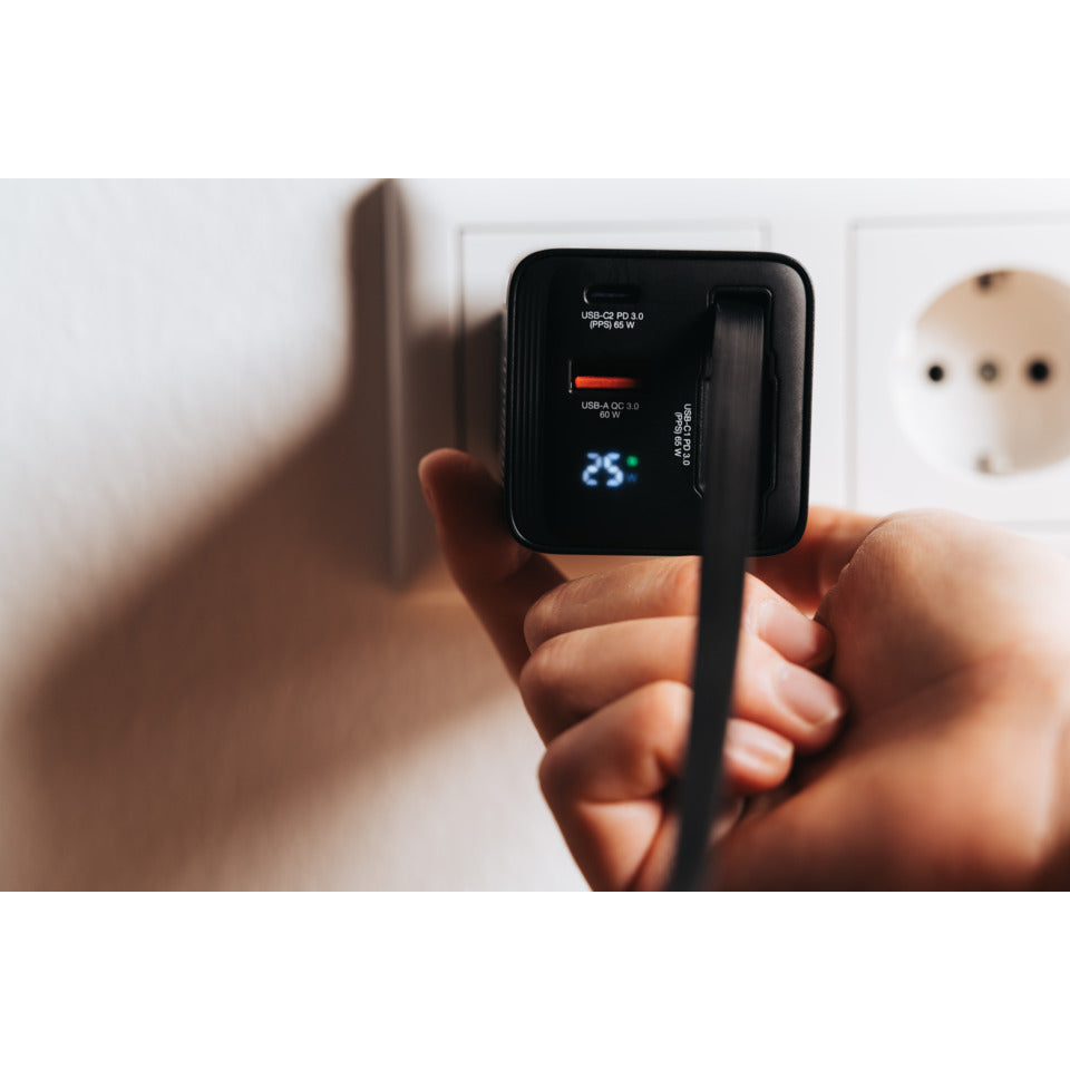 Ladegerät Charger, 65W, 3-fach Kabeleinzug, schwarz VERBATIM 32217