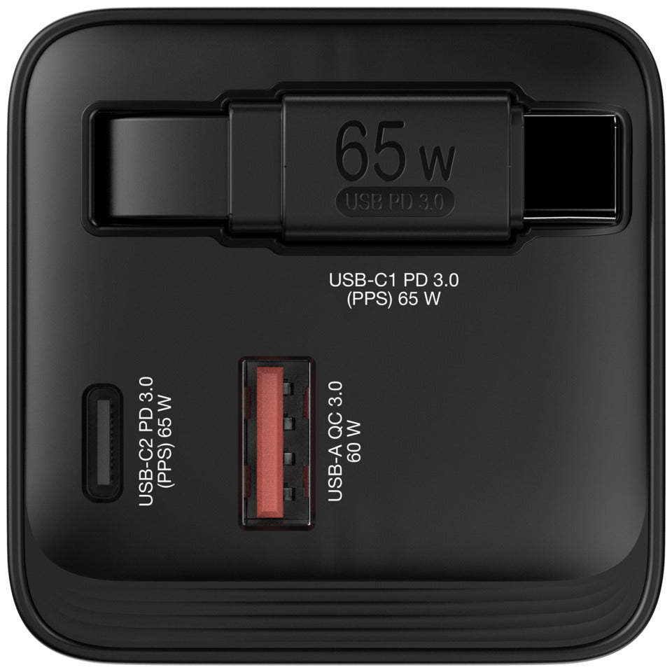 Ladegerät Charger, 65W, 3-fach Kabeleinzug, schwarz VERBATIM 32217
