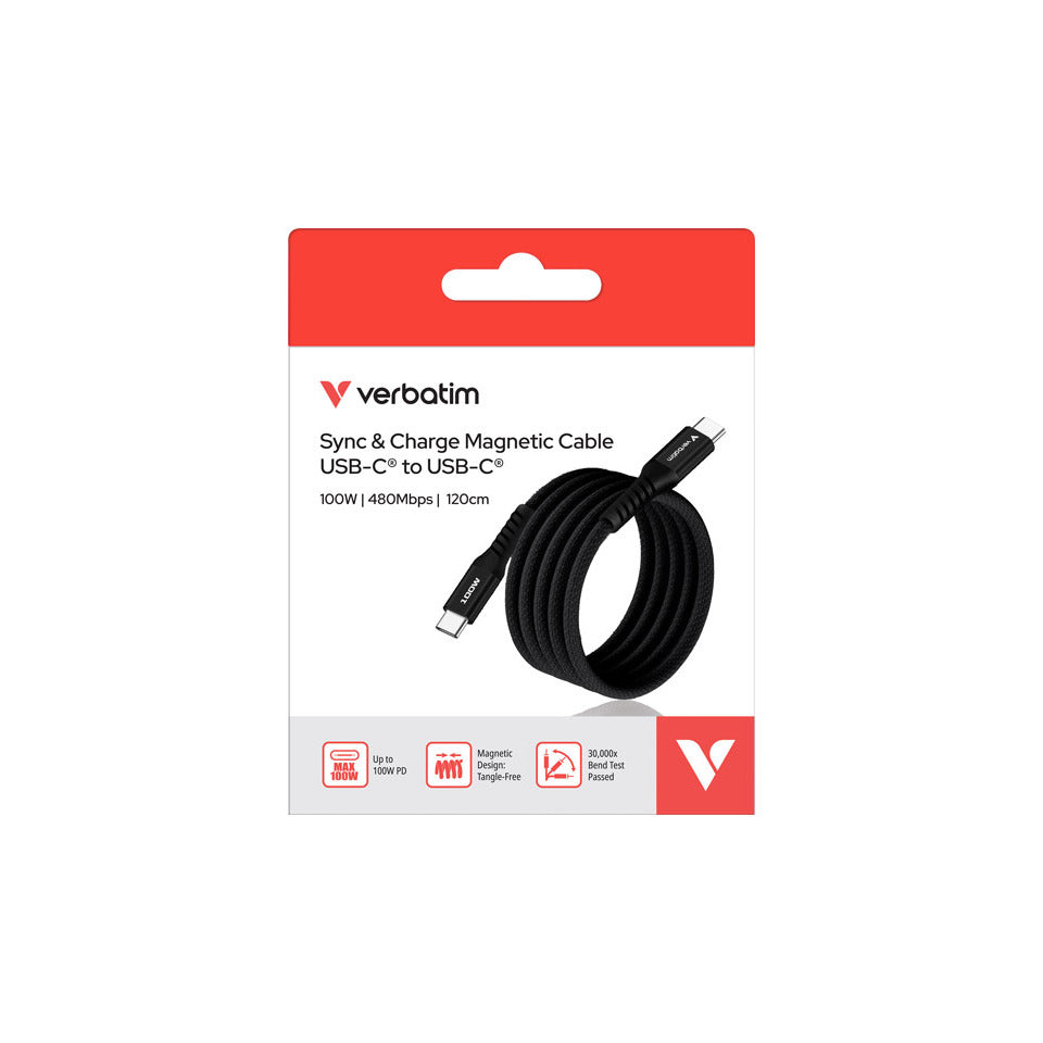 Ladekabel USB-C, 120 cm, 100W, magnetisch, schwarz VERBATIM 31863