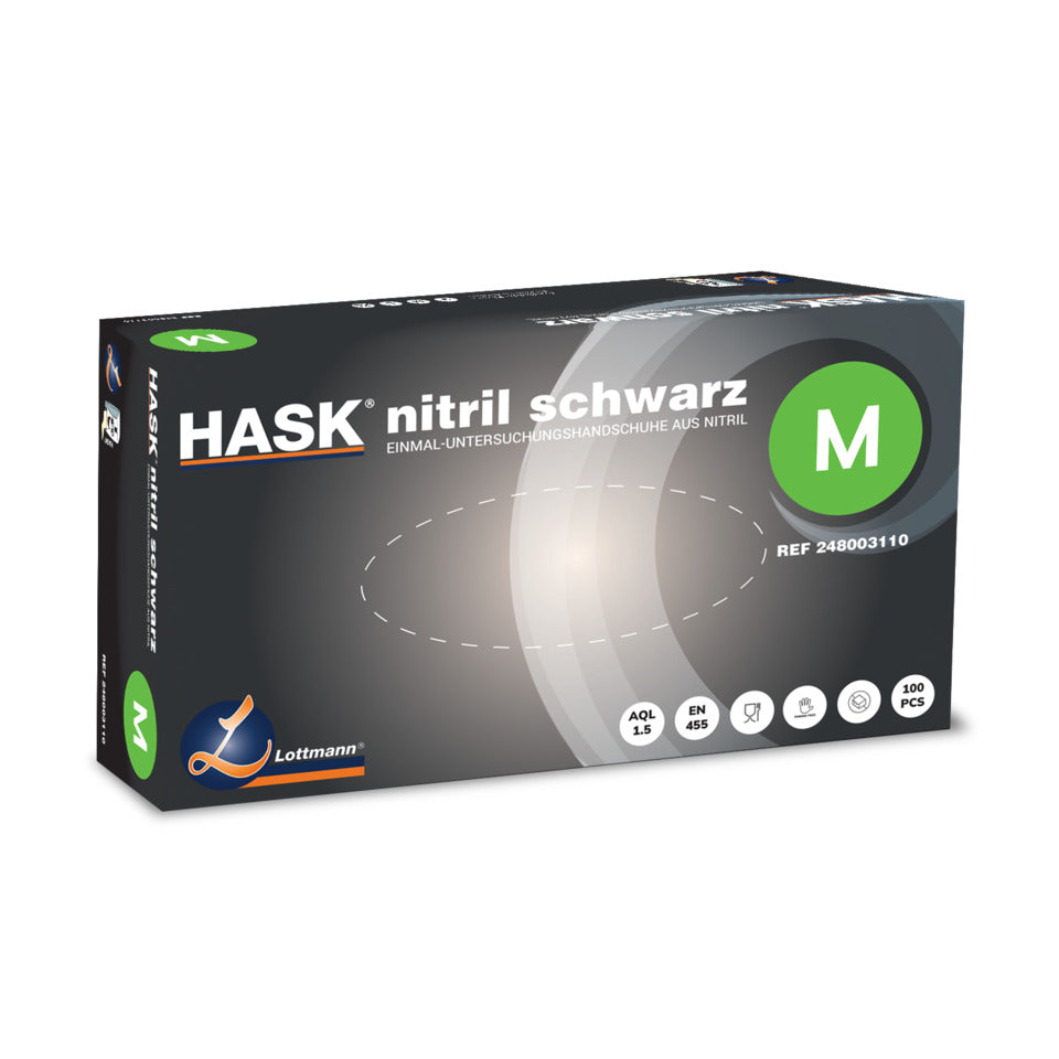 Einmalhandschuhe Nitril, Gr.M, 100 Stück, schwarz HASK 248003110 HASK 248003110 100St